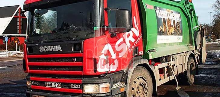 Camion de la basura para el reciclaje en Suecia